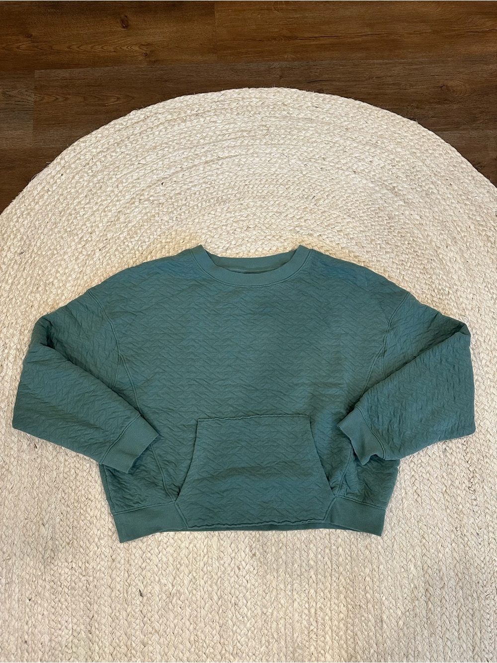 Target Green Quilted Cropped Sweatshirt